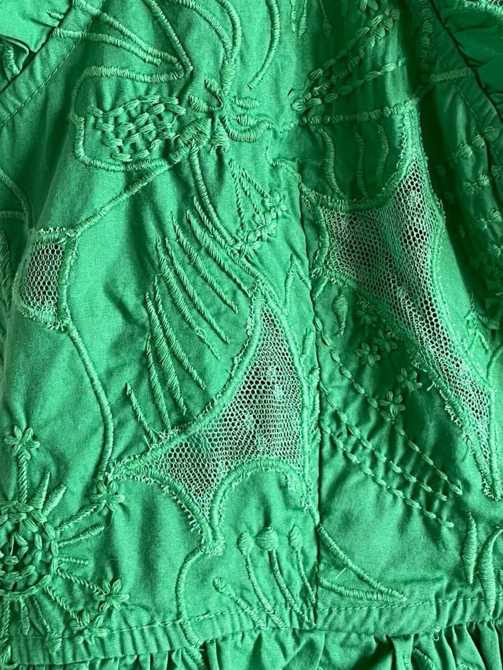 Free People All The Ways Top Grass Green Embroidered XS NWT - Picture 10 of 16
